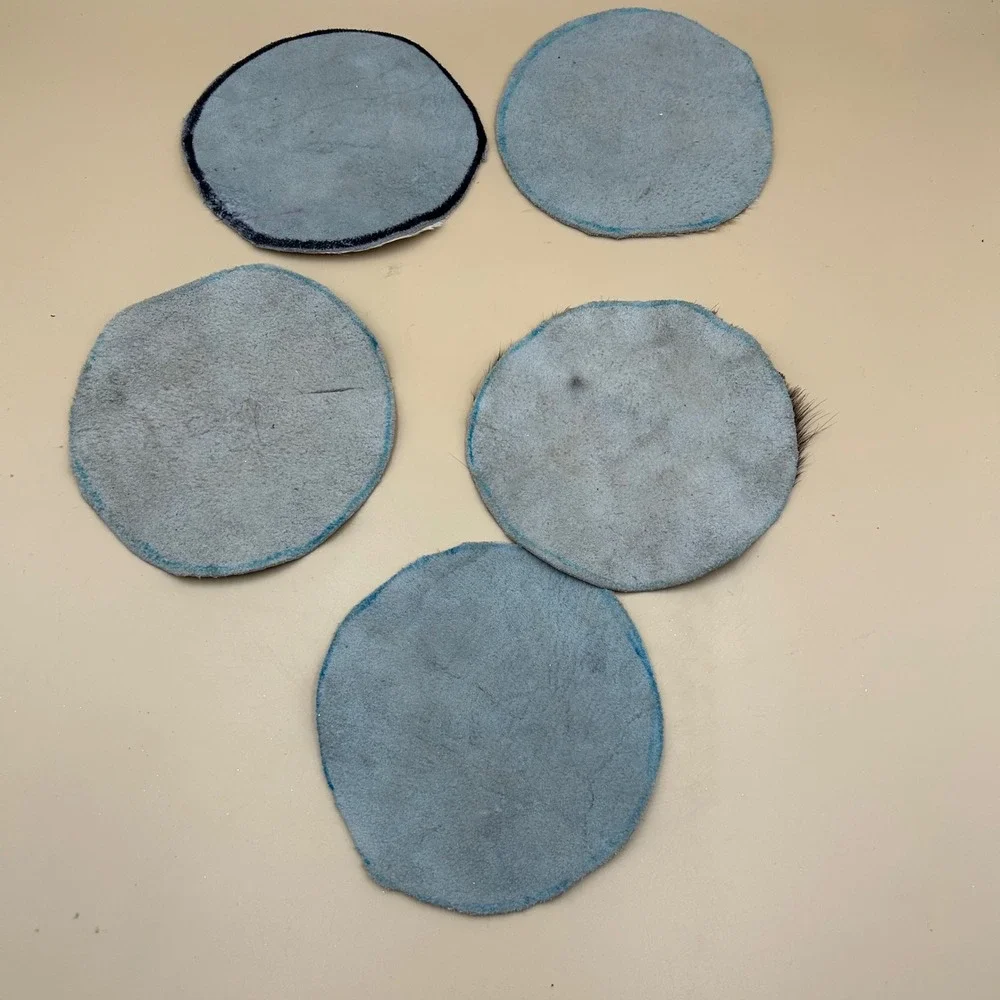 Natural Cowhide Coasters Set of 5 Round Hair on Hide Brown White Western Decor